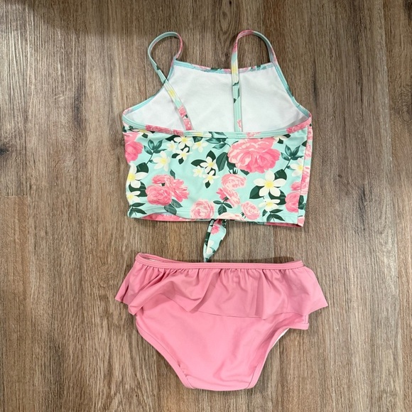 Ruffle Butts Tankini Little Girls Sz 5 Rosy Sweetheart Ruffle UPF 50 Swimsuit - Picture 6 of 6